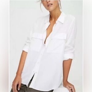 Aritzia Babaton Utility Button Down Shirt Linen/Viscose Blend Size Small